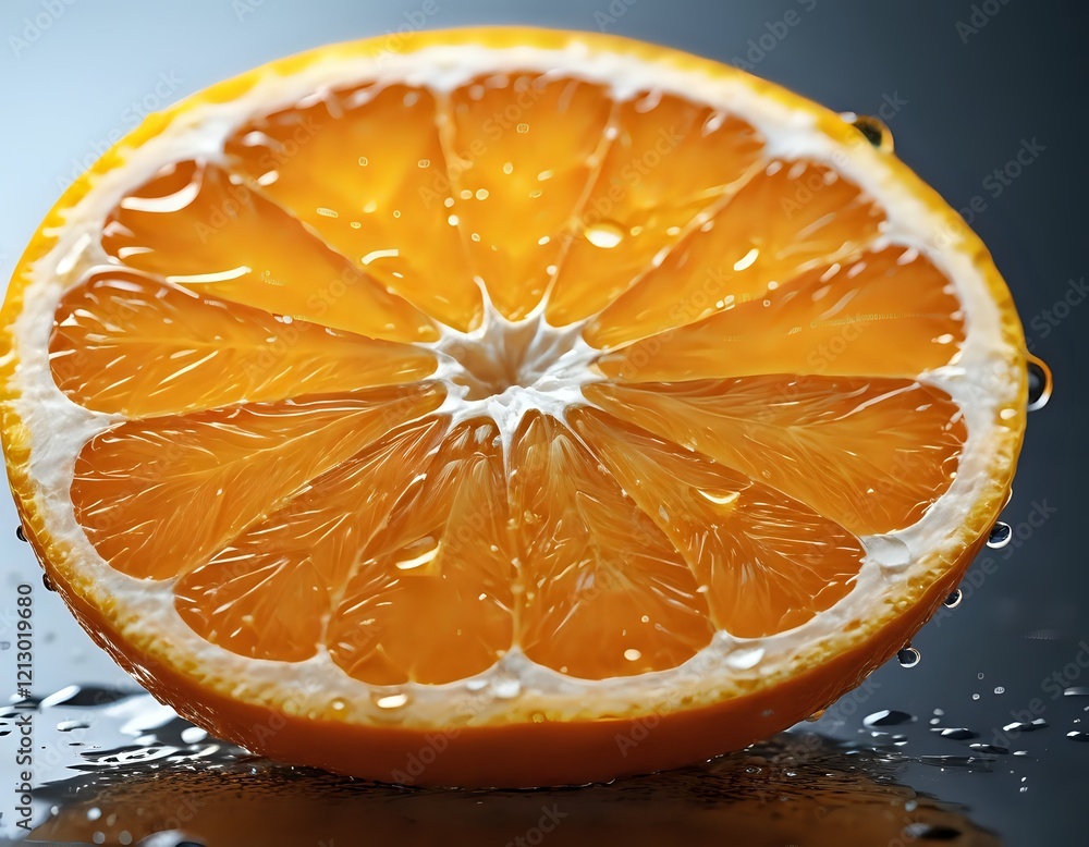 Juicy Orange Slice: A Vibrant, Close-Up Still Life Juicy Orange Slice: A Vibrant, Close-Up Still Life