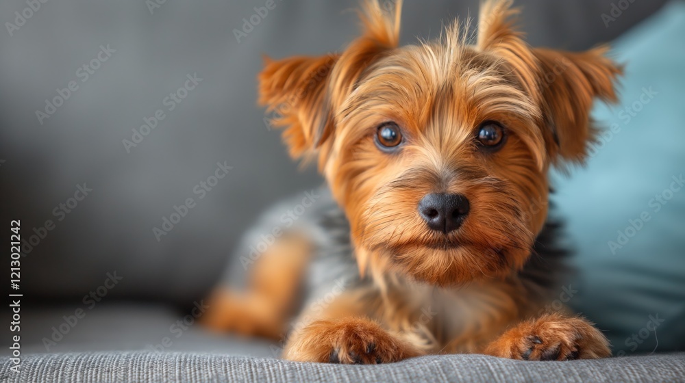 Portrait of cute joyful Yorkshire Terrier, pet dog animal banner with copy space. York portrait Portrait of cute joyful Yorkshire Terrier, pet dog animal banner with copy space. York portrait