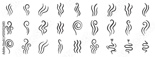 hot steam icon design line element, doodle smell sign, wave symbol. hot drink lines