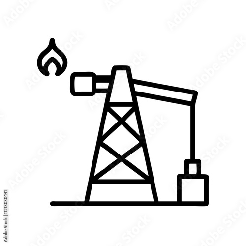 Ölpumpe Ölraffinerie Symbol mit Flamme 