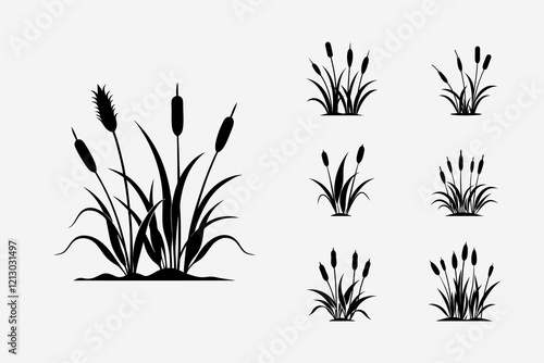 cattail silhouette set