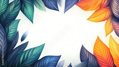 Colorful Leaves Frame Creative Background for Design Projects