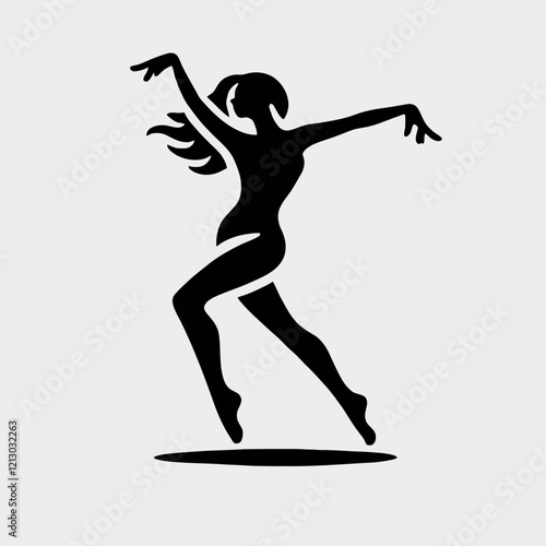 Woman Dancing Silhouette in black on a white background