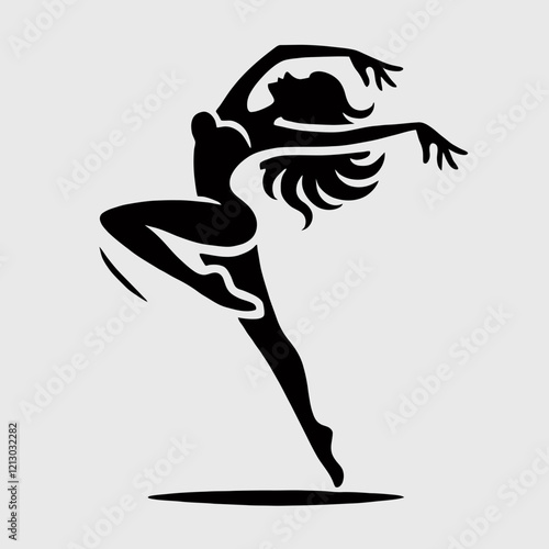 Woman Dancing Silhouette in black on a white background