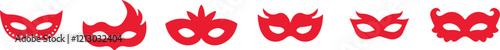 Different Mask silhouette isolated on transparent background Masquerade vector for apps or web party superhero carnival villain or burglar icon in flat set. costume eye mask hidden person face