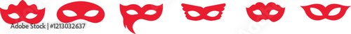 Different Mask silhouette isolated on transparent background Masquerade vector for apps or web party superhero carnival villain or burglar icon in flat set. costume eye mask hidden person face