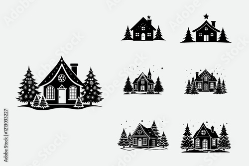 Cristmas house silhouette