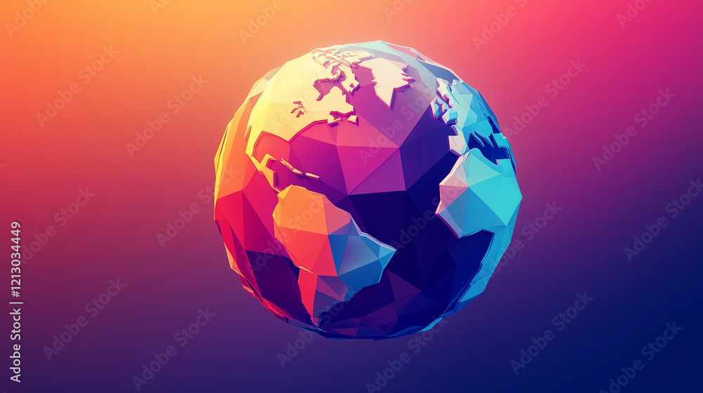 Low-poly Planet Earth with vibrant gradient for Earth Day Low-poly Planet Earth with vibrant gradient for Earth Day