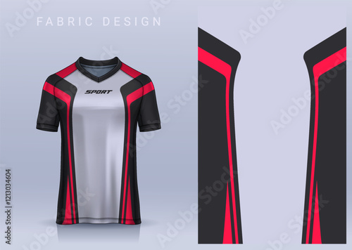 Fabric textile design for Sport t-shirt, Soccer jersey mockup for football club. uniform front view.	