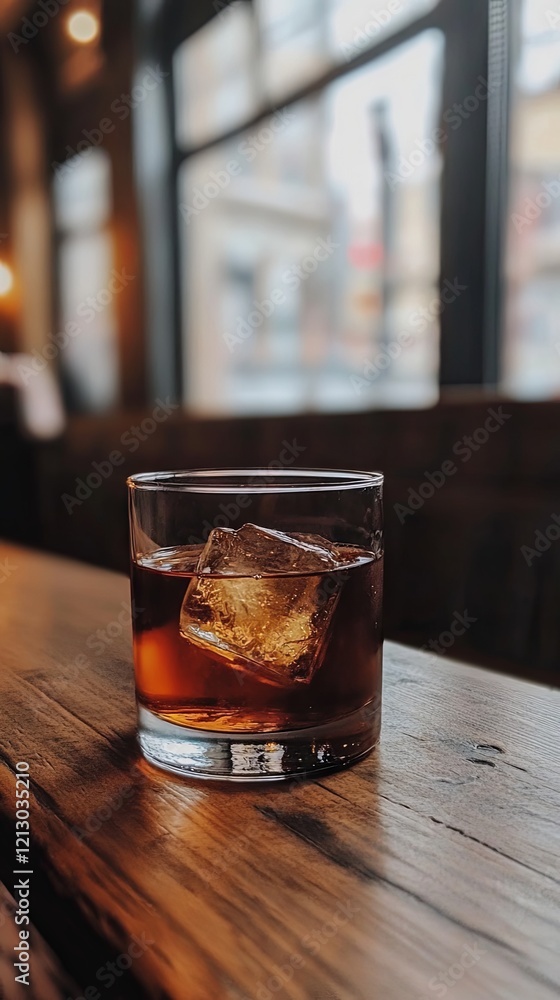 Elegant Drink on a Wooden Bar Top Elegant Drink on a Wooden Bar Top