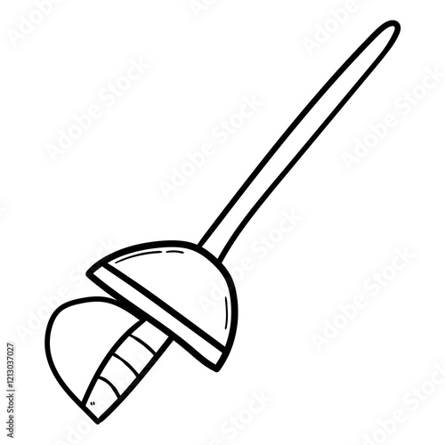Hand drawn doodle rapier on white background.