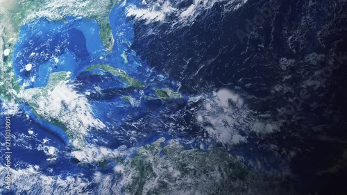 Zooming in on Santo Domingo, Dominican Republic frome space - Perfect for Travel Intros and Backgrounds. Realistic 3D Animation.