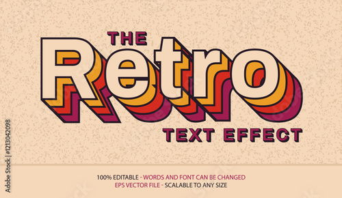 Colorful editable retro font and text effect 80s, 90s. Editable text effect in retro VHS style. Vector illustration