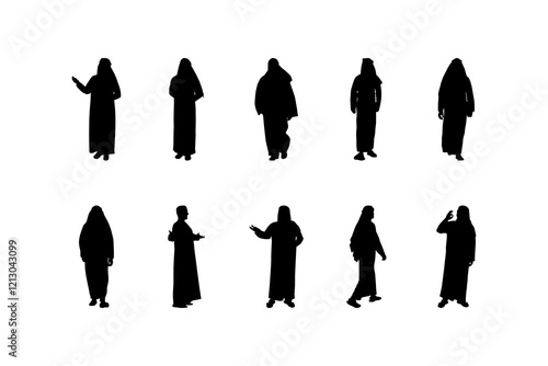 Arabian man silhouette set