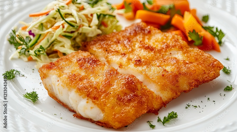 Crispy Pan-Fried Fish with Fresh Side Salad Crispy Pan-Fried Fish with Fresh Side Salad