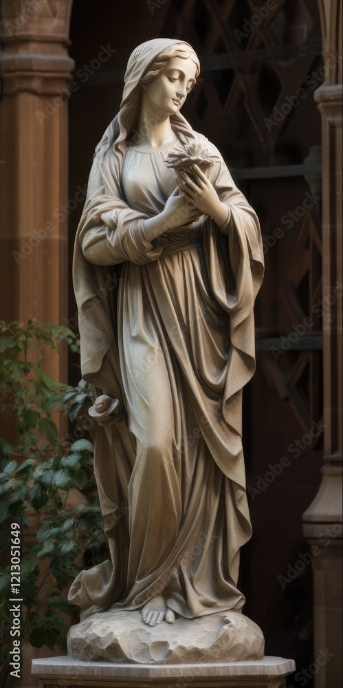 Miriam Prophetess Statue: A Majestic Sculpture in Historical European Church Miriam Prophetess Statue: A Majestic Sculpture in Historical European Church