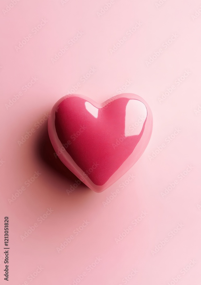 Shiny Pink Heart Shape on Pink Background Valentine s Day Love Romance Concept Shiny Pink Heart Shape on Pink Background Valentine s Day Love Romance Concept
