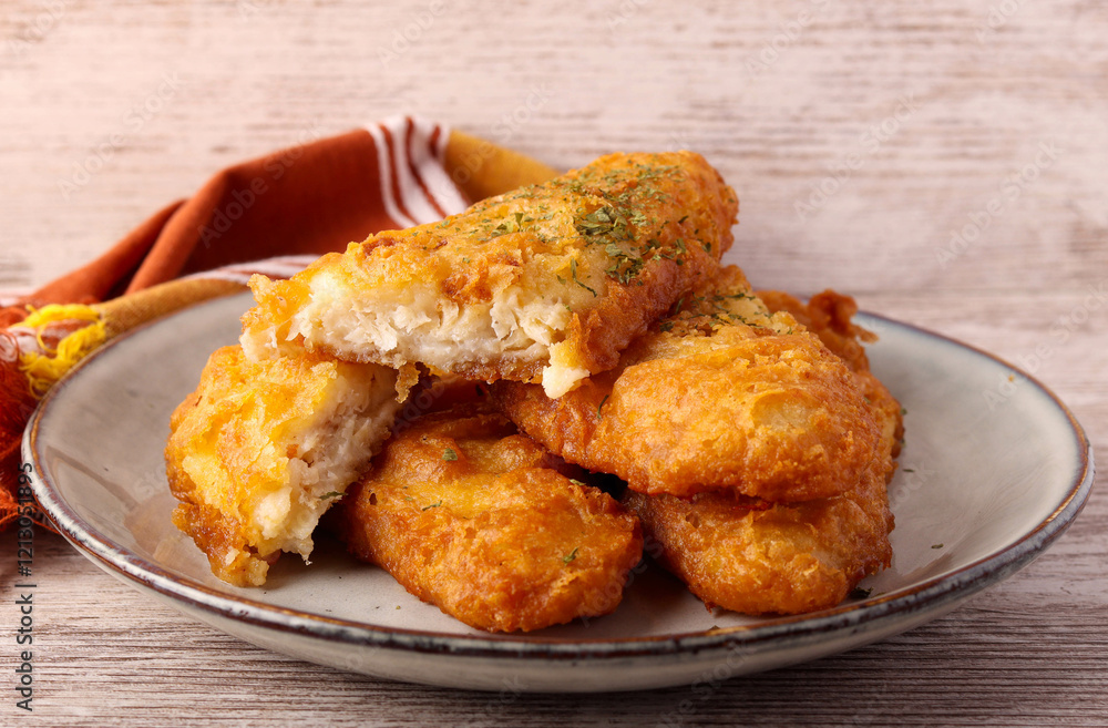 Fried crispy haddock fillets Fried crispy haddock fillets