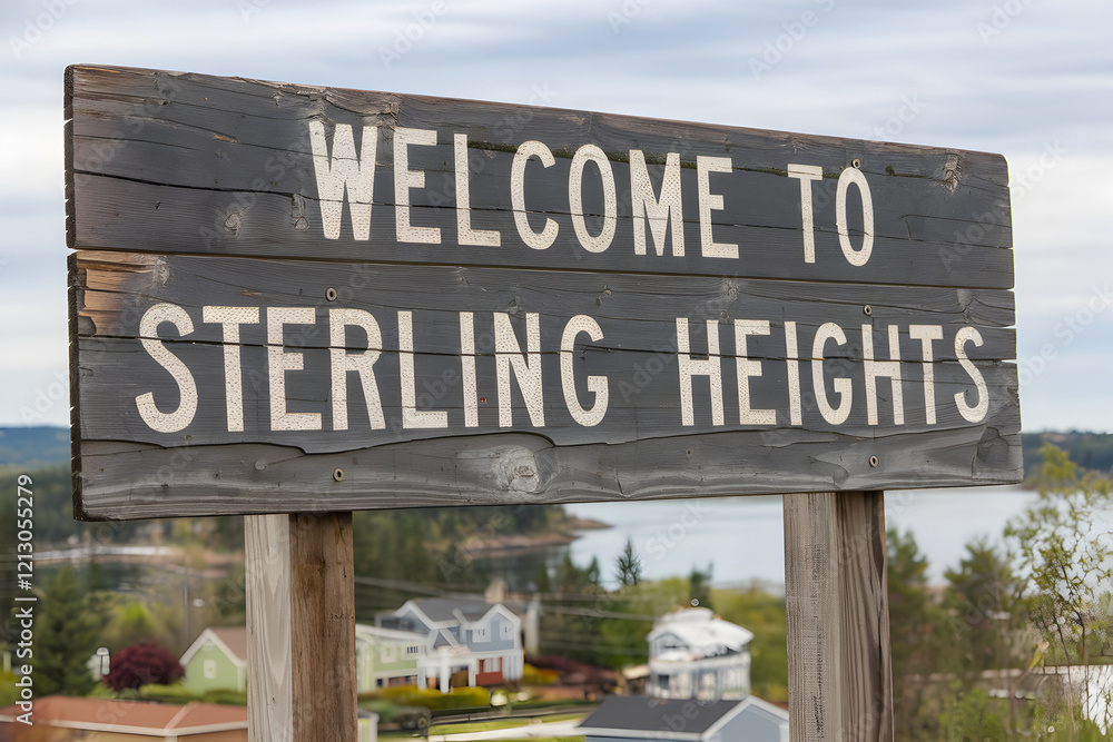Welcome to Sterling Heights Michigan Wooden Sign with Rustic Charm and State Pride in the United States Welcome to Sterling Heights Michigan Wooden Sign with Rustic Charm and State Pride in the United States