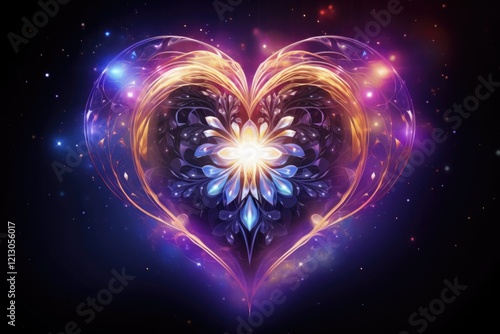 Shining Cosmic Heart - Universal Love and Spiritualisim in the Eternal Universe- AI Generated Illustration photo