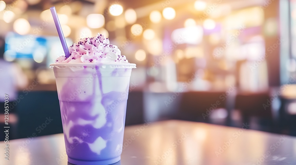 Purple Swirl Cream Drink In Plastic Cup Purple Swirl Cream Drink In Plastic Cup