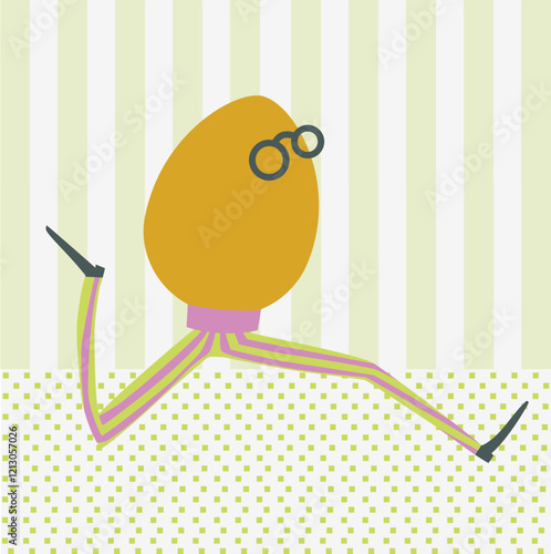 yellow easter egg running down the road