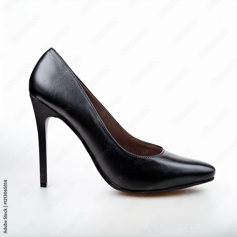 black ladies' shoe on a white background, high heels black ladies' shoe on a white background, high heels