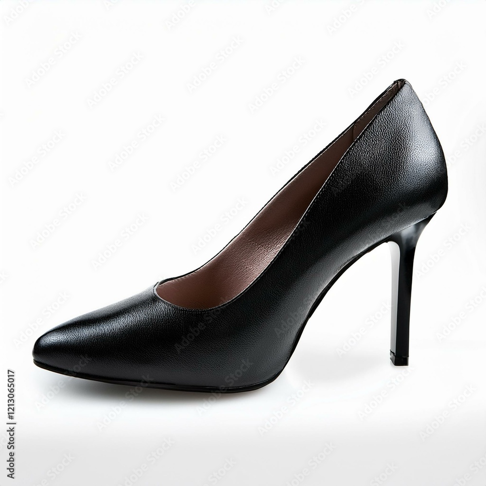 black ladies' shoe on a white background, high heels black ladies' shoe on a white background, high heels