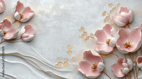 Elegant white tulips arranged artistically against a textured gold and cream background, perfect for spring decor