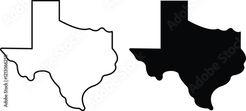 TEXAS USA state maps vector for apps or web outline boundary American state map Texas map icon flat, line set isolated on transparent background USA United States of America map template.