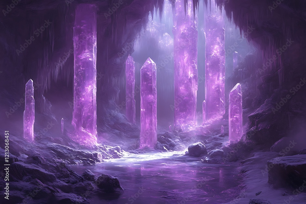 Amethyst Crystals Illuminate a Glacial Cave Amethyst Crystals Illuminate a Glacial Cave