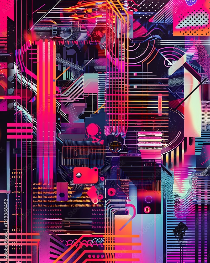 Abstract Neon Cityscape Digital Art Design Abstract Neon Cityscape Digital Art Design