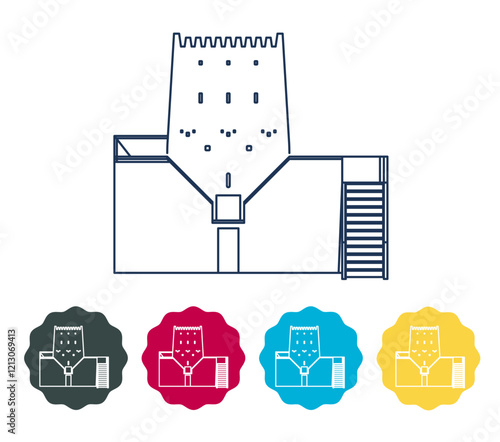 Barzan Towers - Umm Salal Mohammed Fort Towers - Stock Illustration