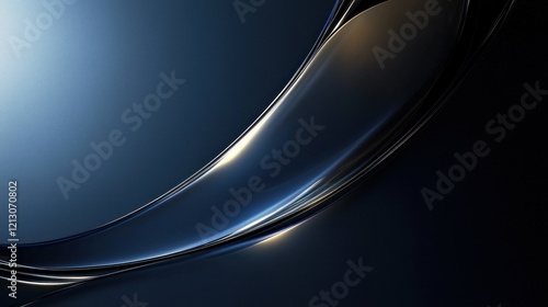 Abstract dark blue gold curve on gradient background.