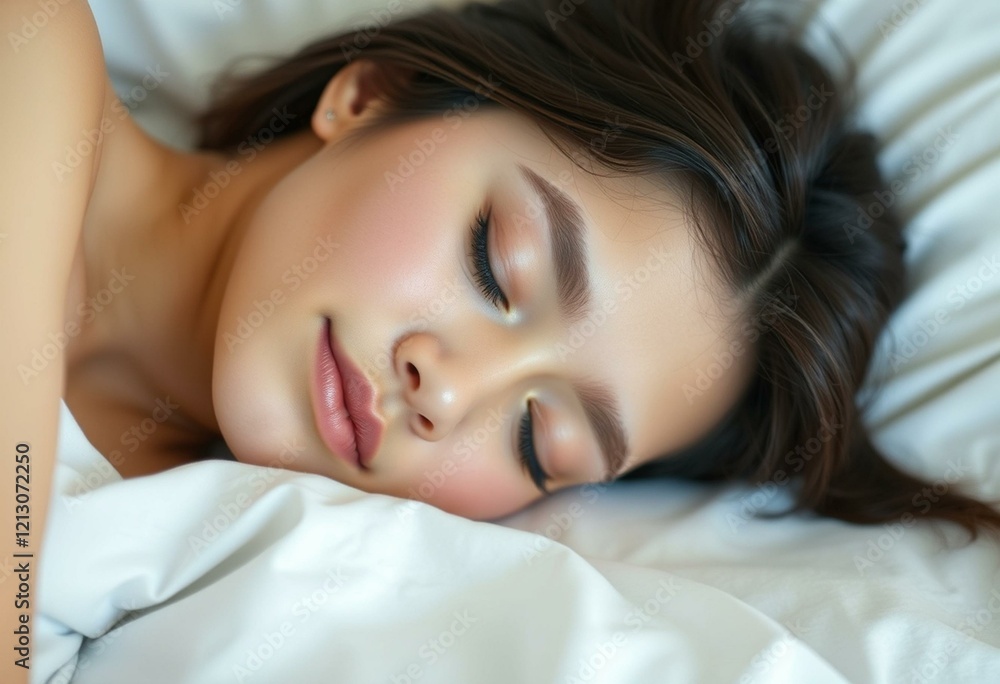 A peaceful sleeping female with a subtle gradient background A peaceful sleeping female with a subtle gradient background