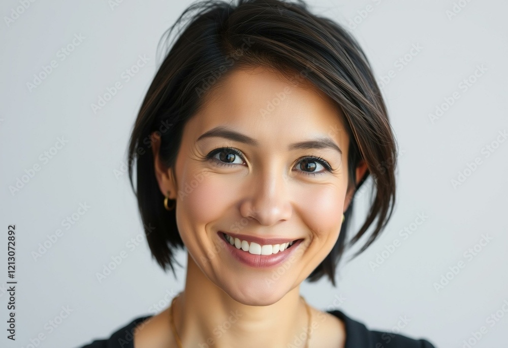 Portrait of a smiling woman with short dark hair Portrait of a smiling woman with short dark hair
