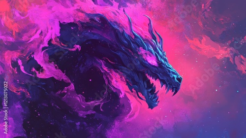 A Fierce Cosmic Dragon Enveloped In Nebulae