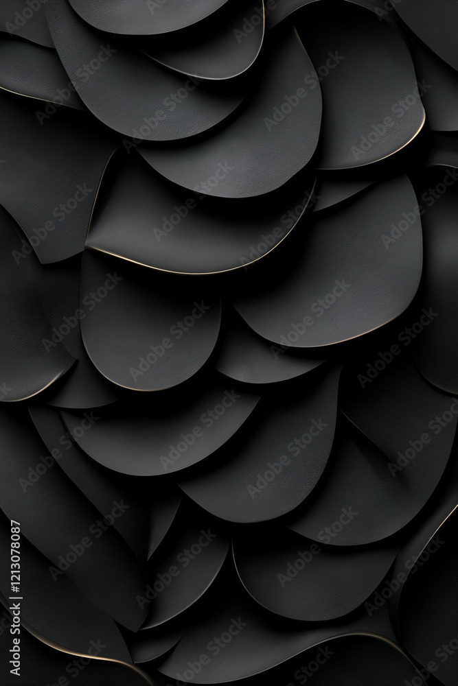 A textured black surface featuring layered, curved shapes, creating a modern and abstract visual appeal. A textured black surface featuring layered, curved shapes, creating a modern and abstract visual appeal.