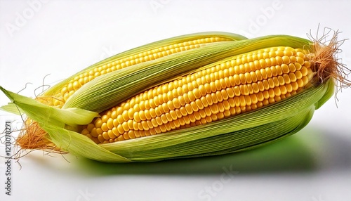 fresh corn cob on white background 14