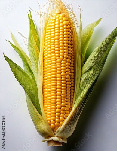 fresh corn cob on white background 6