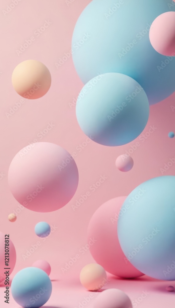 Spheres in soft pastel hues suspended in mid-air, spherical, surreal, modern Spheres in soft pastel hues suspended in mid-air, spherical, surreal, modern