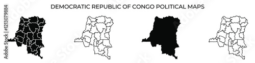 Various political maps of the Democratic Republic of Congo illustrate different regions and administrative divisions. These maps are useful for geographical and political studies.
