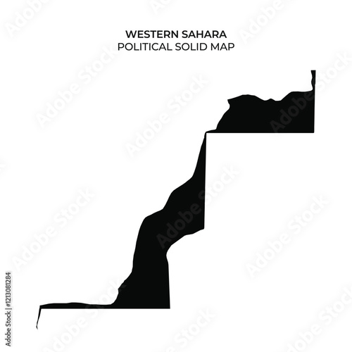 The outline of Western Sahara is depicted in a solid style against a plain background, highlighting its geographical features and political borders clearly and effectively.