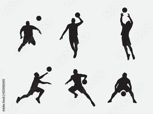 Wallpaper Mural Set of silhouettes of volleyball sport vector players in action design Torontodigital.ca