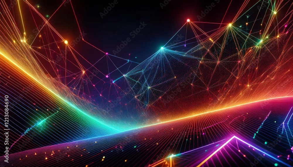 Fototapeta premium Abstract background connecting points, lines and dots , big data and network connection concept