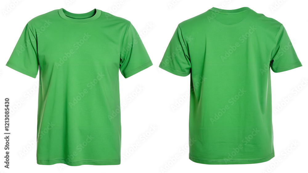 green t-shirt front and back set, soft focus isolated on the transparent background green t-shirt front and back set, soft focus isolated on the transparent background