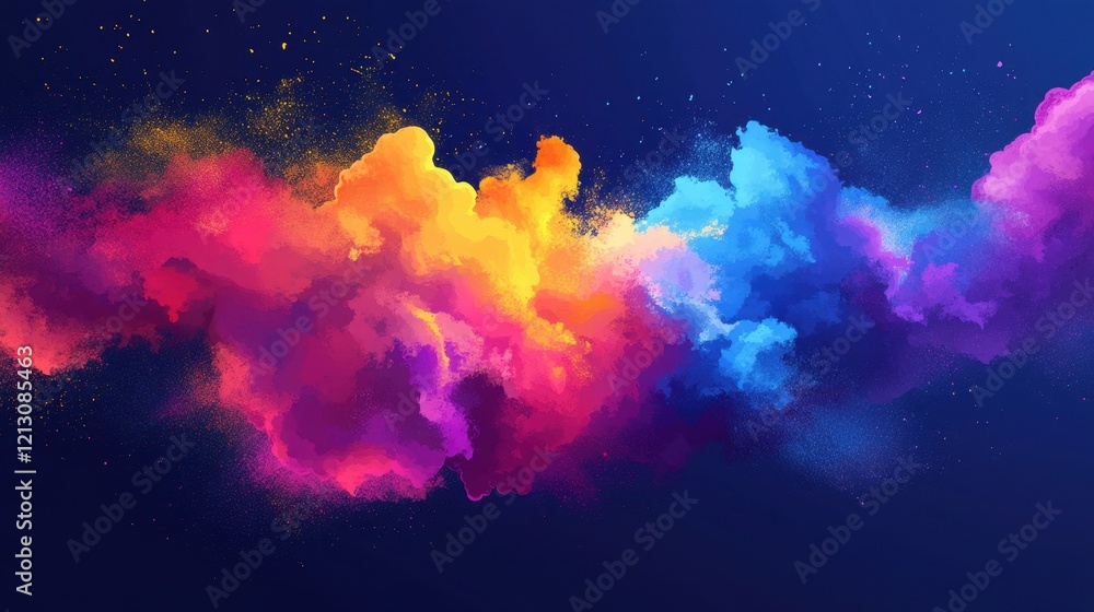 Abstract Colorful Paint Explosion Across Dark Background Abstract Colorful Paint Explosion Across Dark Background