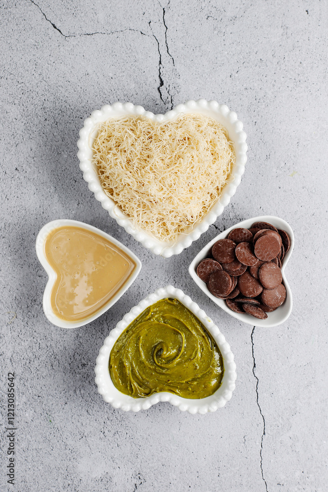 Dubai chocolate bar with pistachio paste and kadaif dough