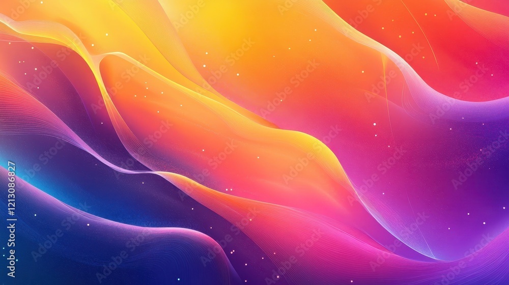 Abstract Colorful Waves and Glowing Particles Abstract Colorful Waves and Glowing Particles