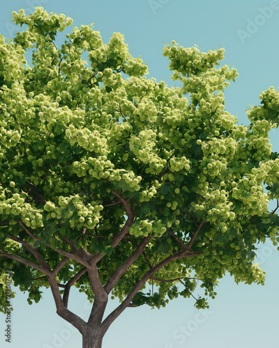 Wallpaper Mural Walnut tree with large green nuts. Neo-Minimalism._002 Torontodigital.ca